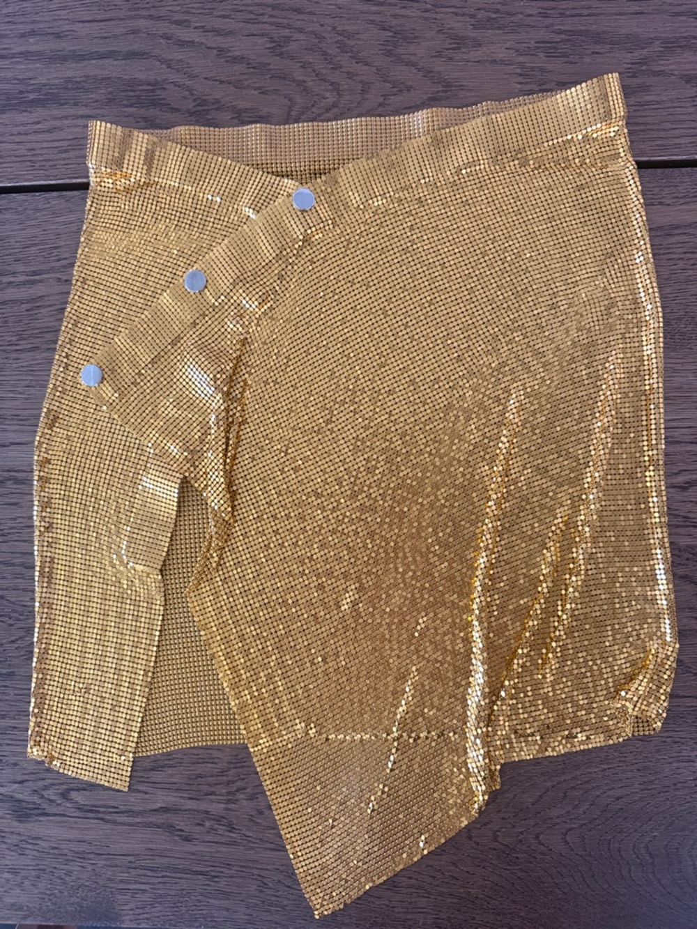 Urban Outfitters Larissa Sheer Chainmail Asymmetric Mini Skirt Gold